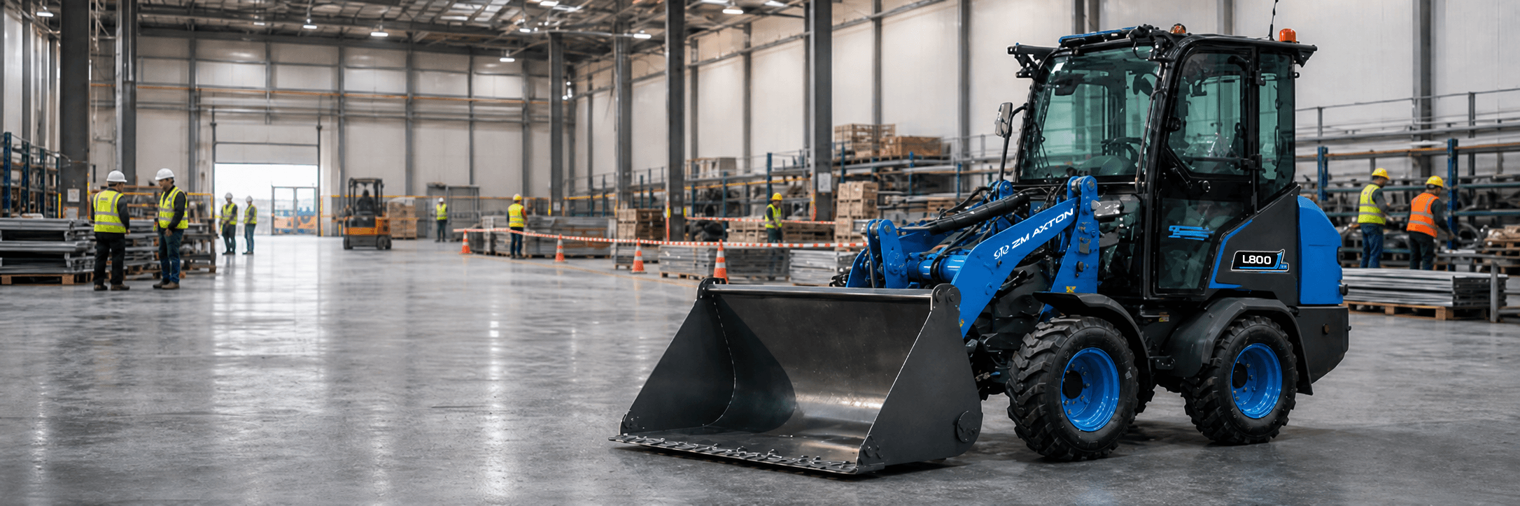 L800 electric compact wheel loader on a job site